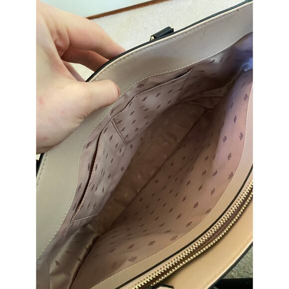 Kate Spade Cameron Laptop Tote, Black White Beige, Laptop Shoulder Bag 399$ - Picture 6 of 8